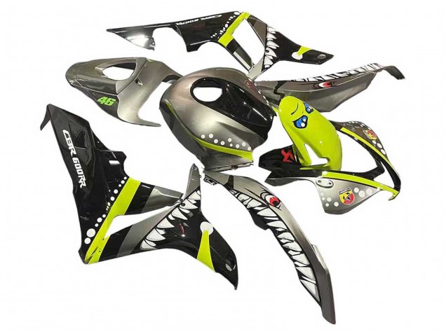 2007-2008 Honda CBR600RR Motorcycle Fairings - Grey Fluorescent Yellow Shark Canada