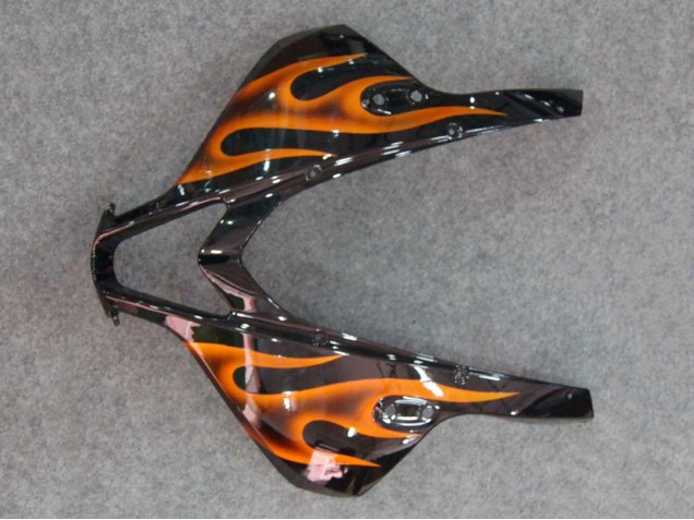 2007-2008 Honda CBR600RR Motorcycle Fairings - Glossy Black Orange Flame Canada