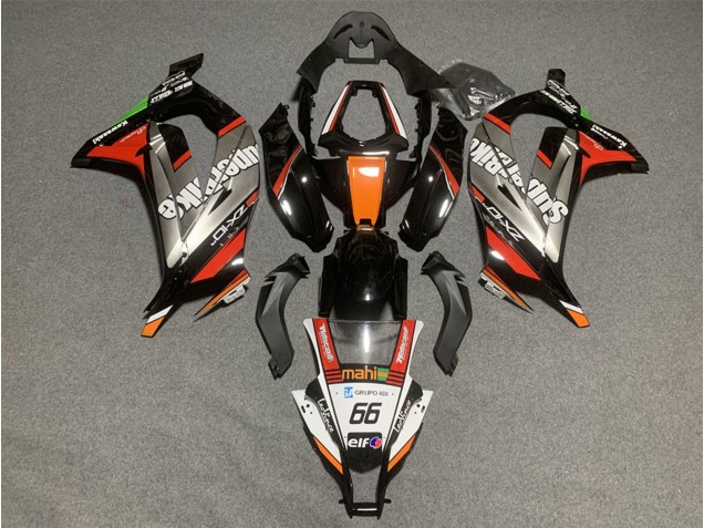 2011-2015 Kawasaki ZX10R Motorcycle Fairings - White Orange Black Mahi Elf 66 Superbike Canada