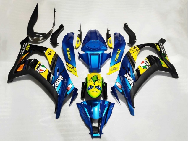 2011-2015 Kawasaki ZX10R Motorcycle Fairings - Blue Yellow Black Shark Canada