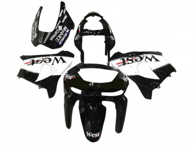 Purchase 1998-1999 Kawasaki ZX6R Motorcycle Fairings - Glossy Black White West Canada