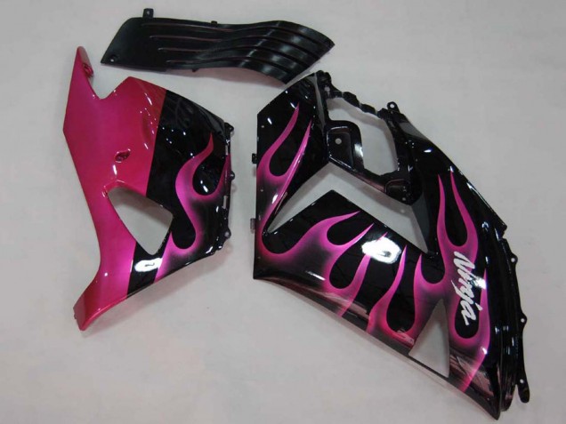 2006-2011 Kawasaki ZX14R ZZR1400 Motorcycle Fairings - Glossy Black Red Pink Flame Canada