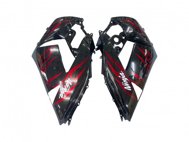 2006-2011 Kawasaki ZX14R ZZR1400 Motorcycle Fairing Kits - Glossy Black Red Flame Canada