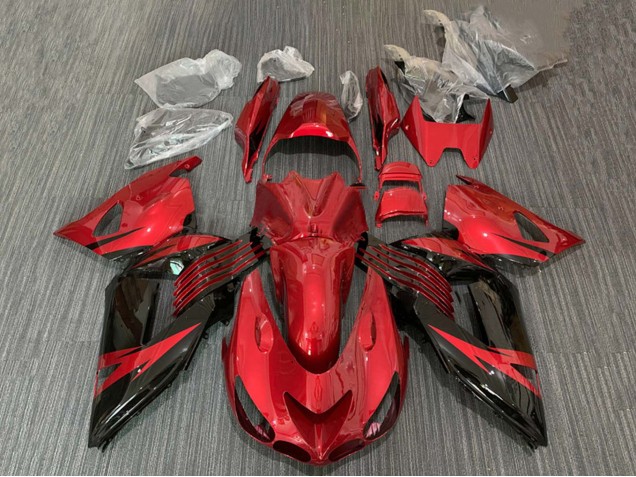 2006-2011 Kawasaki ZX14R ZZR1400 Motorcycle Fairing - Red Glossy Black Canada