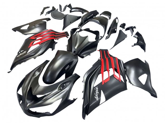 2012-2024 Kawasaki ZX14R ZZR1400 Motorcycle Fairings - Matte Black Red White Ninja Canada