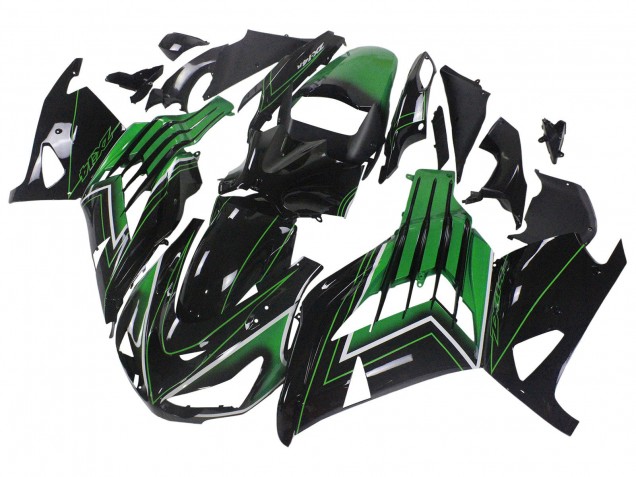 2012-2024 Kawasaki ZX14R ZZR1400 Motorcycle Fairings - Green Glossy Black Stripe Canada
