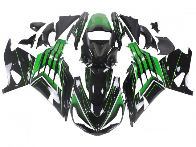 2012-2024 Kawasaki ZX14R ZZR1400 Motorcycle Fairings - Green Glossy Black Stripe Canada