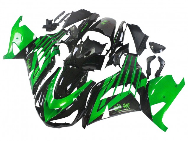 2012-2024 Kawasaki ZX14R ZZR1400 Motorcycle Fairing Kits - Green Glossy Black Canada