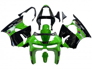 Purchase 1998-1999 Kawasaki ZX6R Motorcycle Fairings - Green Glossy Black Elf Bridgestone Canada