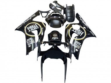 Purchase 2003-2004 Kawasaki ZX6R Motorcycle Fairings - Glossy Black White Motul Lucky Strike Canada
