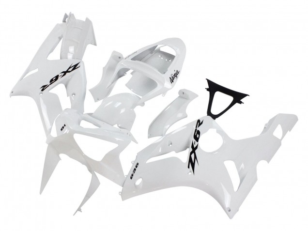 2003-2004 Kawasaki ZX6R Motorcycle Fairings - White Black Decals Canada