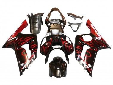 Purchase 2003-2004 Kawasaki ZX6R Motorcycle Fairings - Glossy Black Red Flame Canada
