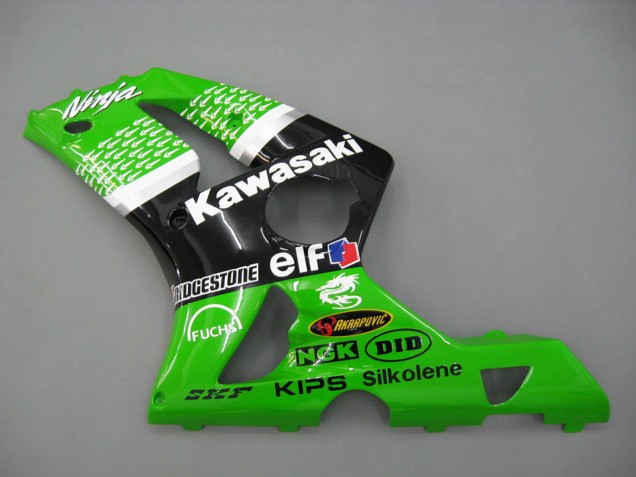 2003-2004 Kawasaki ZX6R Motorcycle Fairings - Green White Black Elf Bridgestone Canada