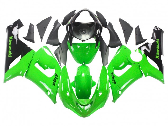 2005-2006 Kawasaki ZX6R Motorcycle Fairings - Green Black Ninja Canada