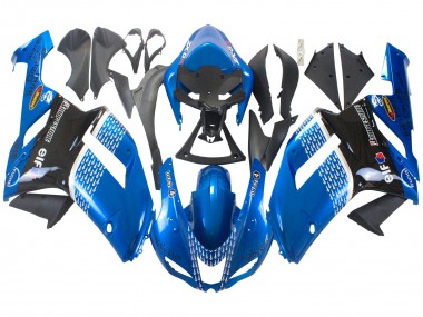 Purchase 2007-2008 Kawasaki ZX6R Motorcycle Fairings - Black Blue Elf Canada