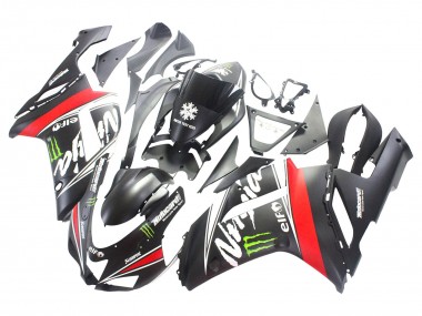 Purchase 2007-2008 Kawasaki ZX6R Motorcycle Fairings - Black White Red with White Snow Decal Ninja Elf Canada