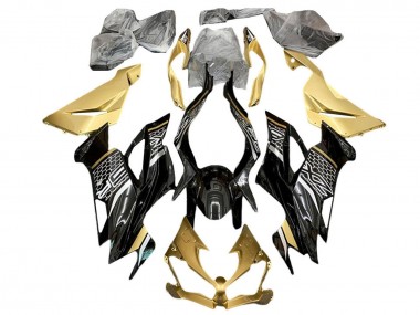 Purchase 2019-2022 Kawasaki ZX6R Motorcycle Fairings - Gold Glossy Black White Honeycomb Canada