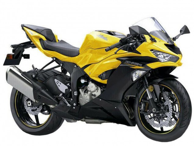2019-2022 Kawasaki ZX6R Motorcycle Fairings - Yellow Matte Black Canada