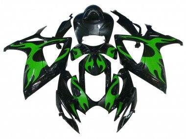 Purchase 2004-2005 Suzuki GSXR 600 / GSXR 750 Motorcycle Fairings - Glossy Black Green Flame Canada
