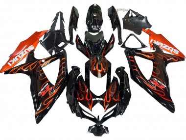 Purchase 2008-2010 Suzuki GSXR 600 / GSXR 750 Motorcycle Fairings - Glossy Black Orange Flame Canada