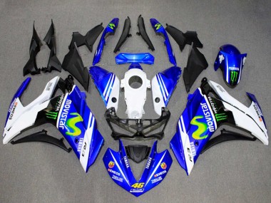 Purchase 2015-2018 Yamaha YZF R3/R25 Motorcycle Fairings - White Blue Green MoviStar Monster Canada