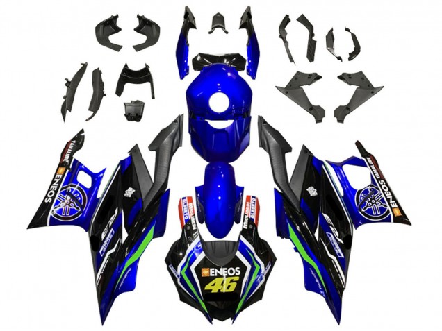 2022-2024 Yamaha YZF R3/R25 Motorcycle Fairings - Blue Green Black ENEOS 46 Canada