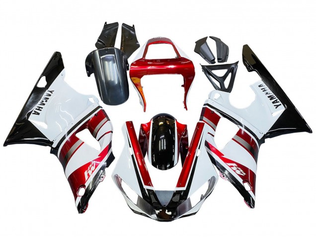 2000-2001 Yamaha YZF 1000 R1 Motorcycle Fairing - Red White Glossy Black Canada