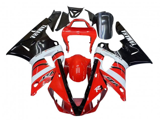 2000-2001 Yamaha YZF 1000 R1 Motorcycle Fairings - Red White Glossy Black Canada