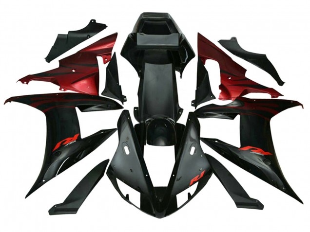 2002-2003 Yamaha YZF 1000 R1 Motorcycle Fairings - Red Black Flame Canada