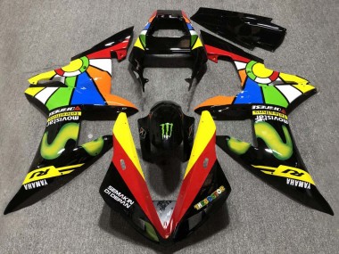 Purchase 2002-2003 Yamaha YZF 1000 R1 Motorcycle Fairings - Glossy Black Red Yellow Green Movistar Semakin Didepan Canada