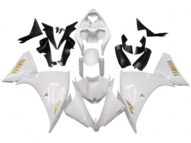 2012-2014 Yamaha YZF 1000 R1 Motorcycle Fairings - White Gold Decals Canada