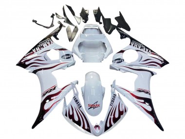 Purchase 2006-2009 Yamaha YZF R6S Motorcycle Fairings - White with Dark Black Flame Canada