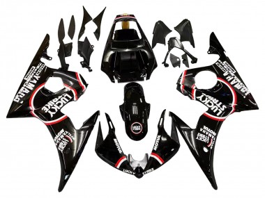 Purchase 2003-2004 Yamaha YZF R6 Motorcycle Fairings - Glossy Black Red White Lucky Strike Motul Canada