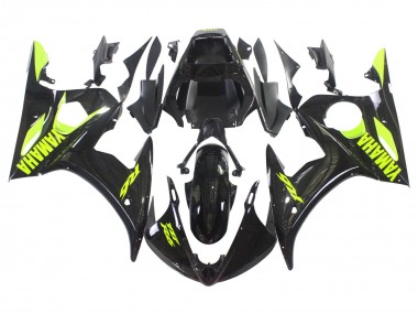 Purchase 2003-2004 Yamaha YZF R6 Motorcycle Fairings - Glossy Black Neon Yellow Canada
