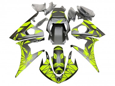 Purchase 2003-2004 Yamaha YZF R6 Motorcycle Fairings - Neon Green Matte Black Geometric Canada