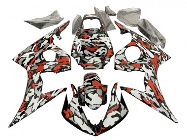 Purchase 2003-2004 Yamaha YZF R6 Motorcycle Fairings - Black Red Grey Camouflage Canada