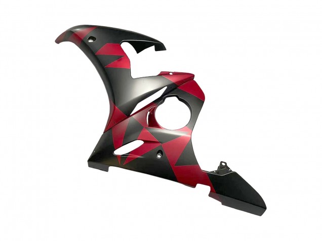 2005 Yamaha YZF 600 R6 Motorcycle Fairings - Matte Black Red Geometric Canada