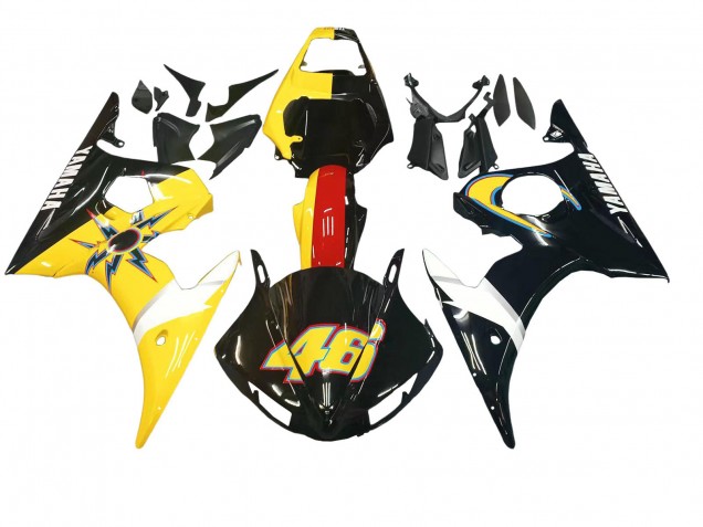 2005 Yamaha YZF 600 R6 Motorcycle Fairings - Black Yellow Red 46 Canada