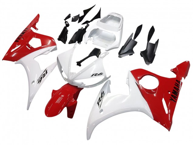 2005 Yamaha YZF 600 R6 Motorcycle Fairings - White Red Canada
