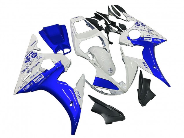 2005 Yamaha YZF 600 R6 Motorcycle Fairings - White Blue Yamalube Canada