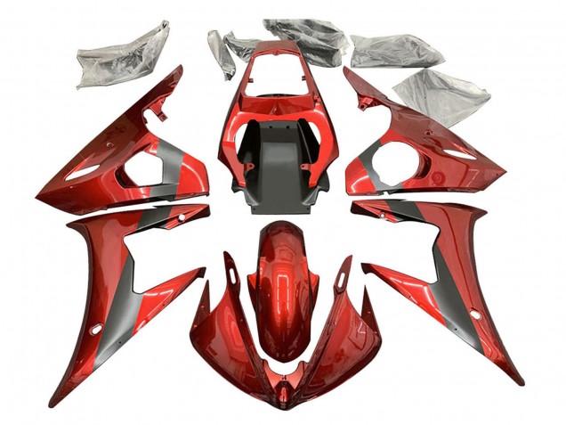 2005 Yamaha YZF 600 R6 Motorcycle Fairings - Red Matte Black Canada