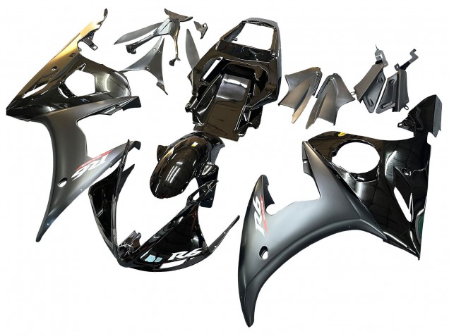 2005 Yamaha YZF 600 R6 Motorcycle Fairings - Glossy Black Matte Black Gold Canada