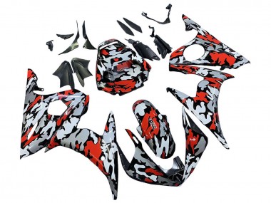 Purchase 2005 Yamaha YZF 600 R6 Motorcycle Fairings - Black Red Grey Camouflage Canada