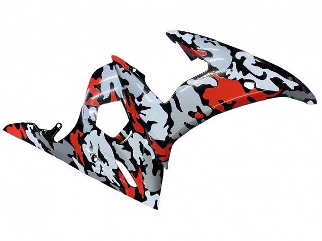 2005 Yamaha YZF 600 R6 Motorcycle Fairings - Black Red Grey Camouflage Canada