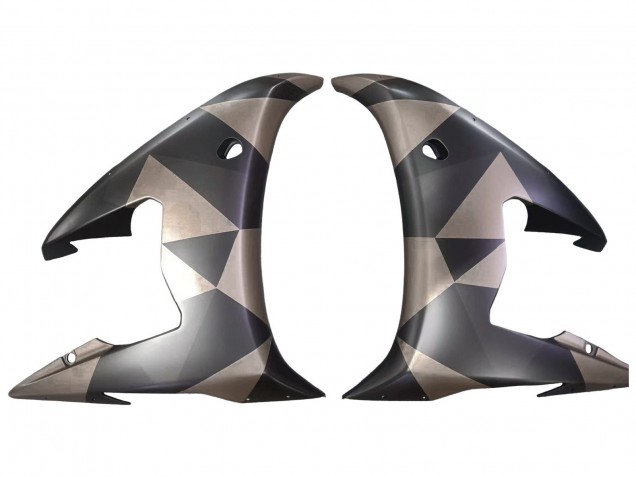2005 Yamaha YZF 600 R6 Motorcycle Fairings - Matte Black Grey Geometric Canada