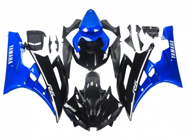 2006-2007 Yamaha YZF 600 R6 Motorcycle Fairings - Blue Glossy Black Canada