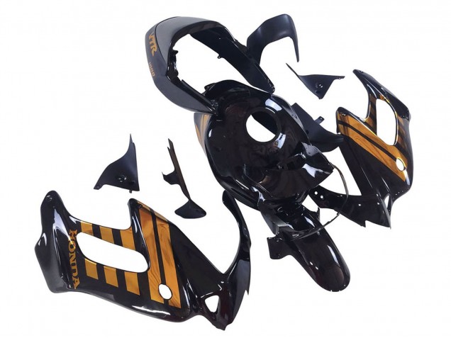 1997-2005 Honda VTR1000F Motorcycle Fairings - Glossy Black Gold Canada