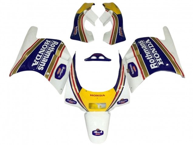 1988-1989 Honda NSR250R Motorcycle Fairings - White Yellow Blue Rothmans Canada