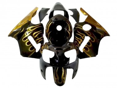 Purchase 2000-2001 Kawasaki ZX12R Motorcycle Fairings - Glossy Black Gold Flame Canada