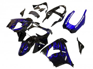 Purchase 2000-2001 Kawasaki ZX9R Motorcycle Fairings - Glossy Black Blue Flame White Canada